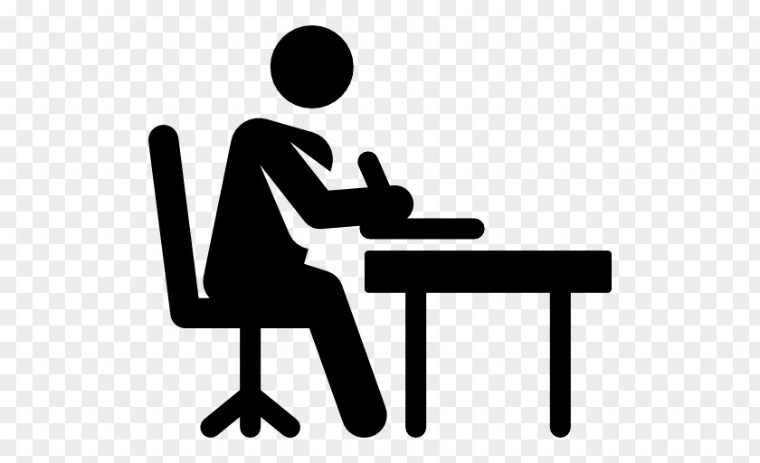 Man Working Desk Writing Stick Figure Clip Art PNG