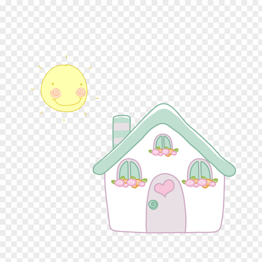 Hand-painted Sun Small House Housing Illustration PNG