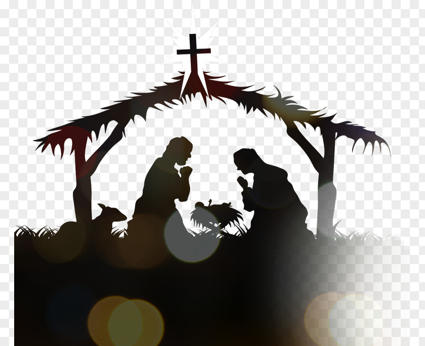 Silhouette Bethlehem Nativity Scene Of Jesus PNG