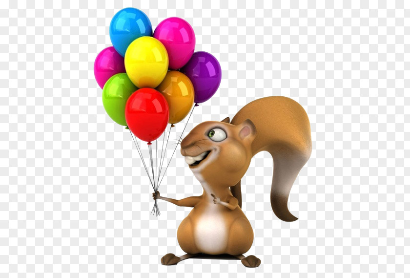 Squirrel Holding Balloons Toy Balloon Birthday Party Helium PNG