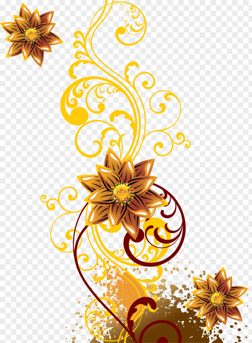Delicate Flower Floral Design Clip Art Illustration PNG