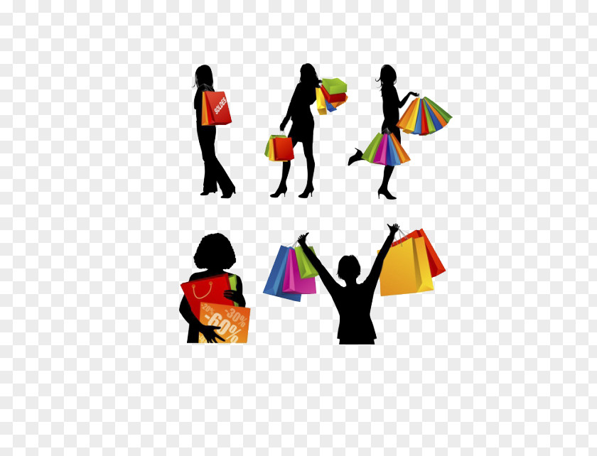 Women Shopping Centre Silhouette PNG