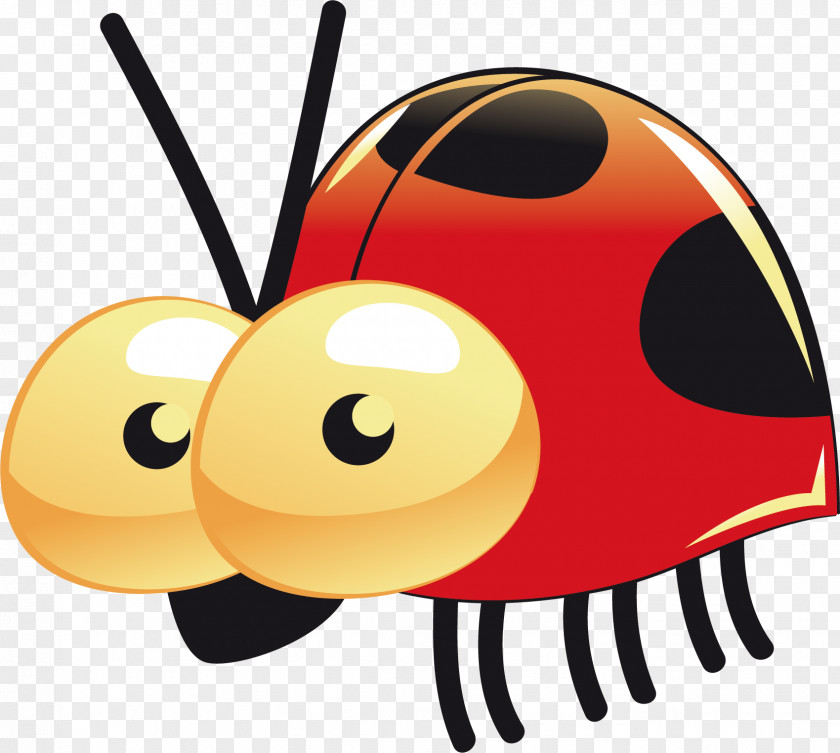 Vector Cute Seven Lady Ladybug Ladybird Coccinella Septempunctata Clip Art PNG