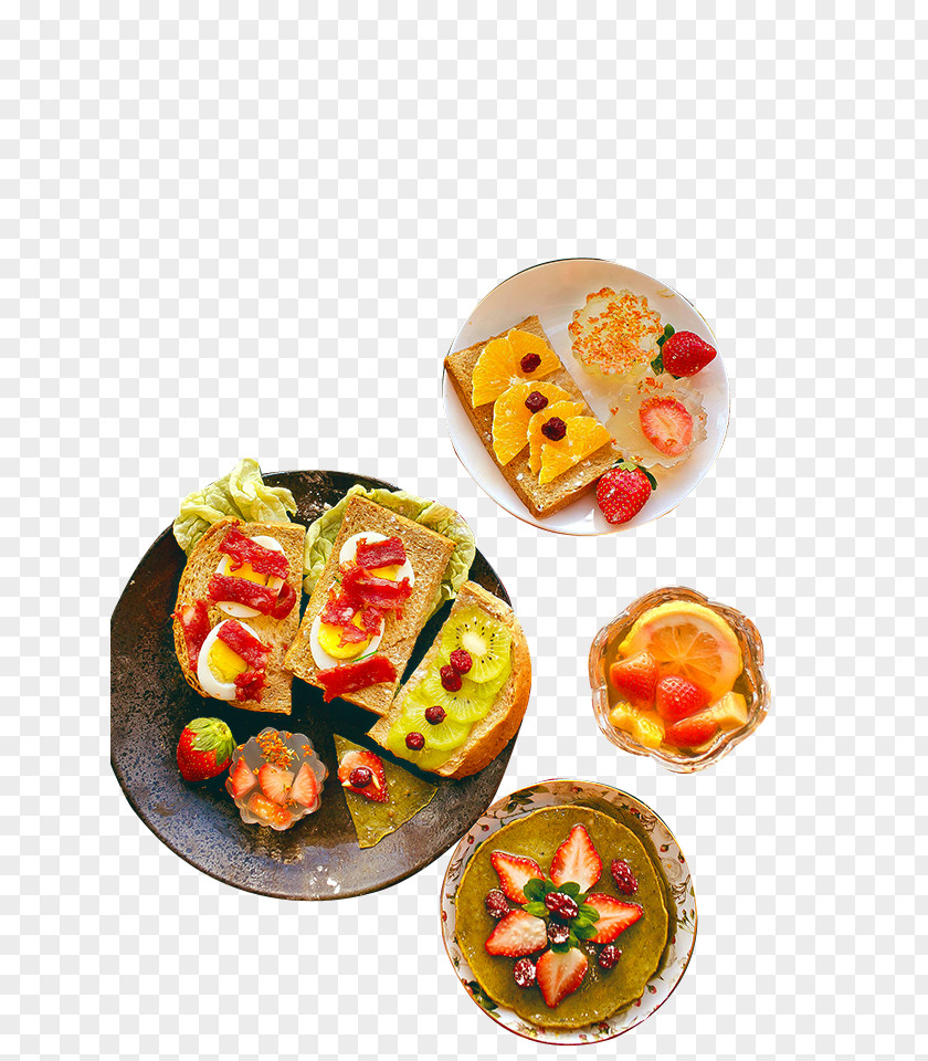 Omelette With Toast, Fruit Toast Fried Egg Breakfast Hamburger PNG