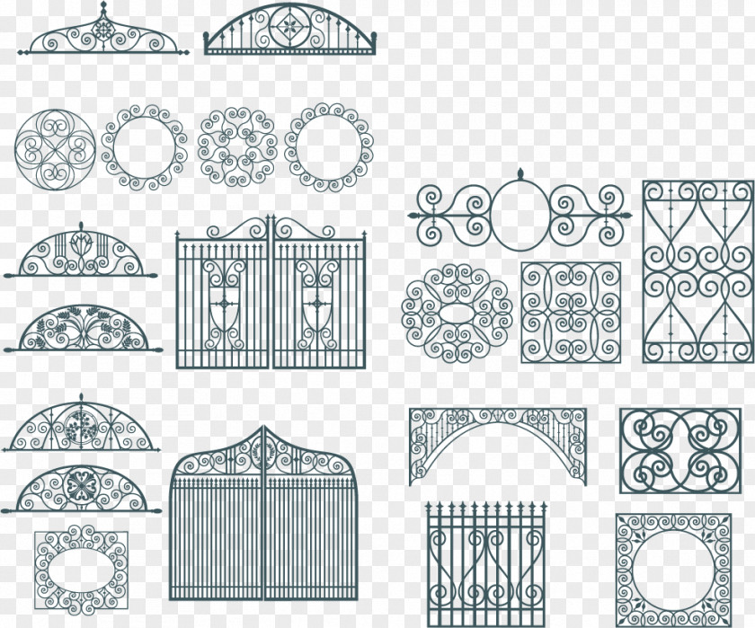 Vector Painted Carved Continental Iron Download Black And White PNG