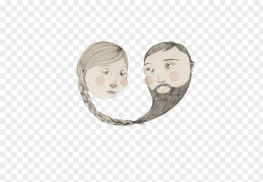 Creative Men And Women Beard Oil Man Love Illustration PNG