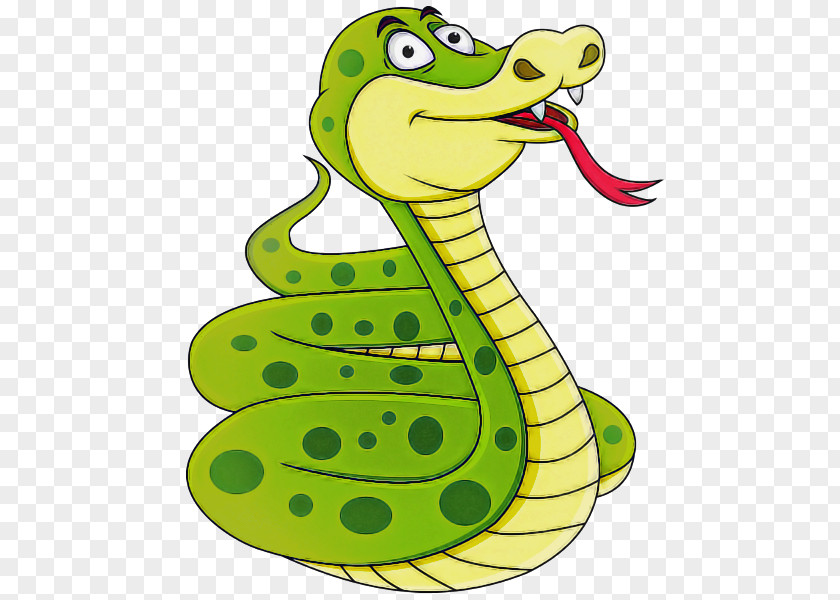 Cartoon Green Reptile Mamba Snake PNG