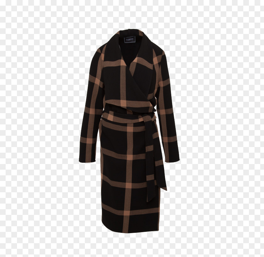 Plaid Coat Robe Overcoat Tartan Dress Sleeve PNG