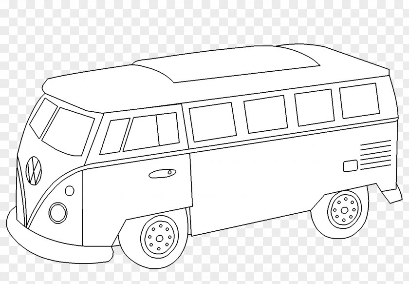 Volkswagen Type 2 Line Art Car Van PNG