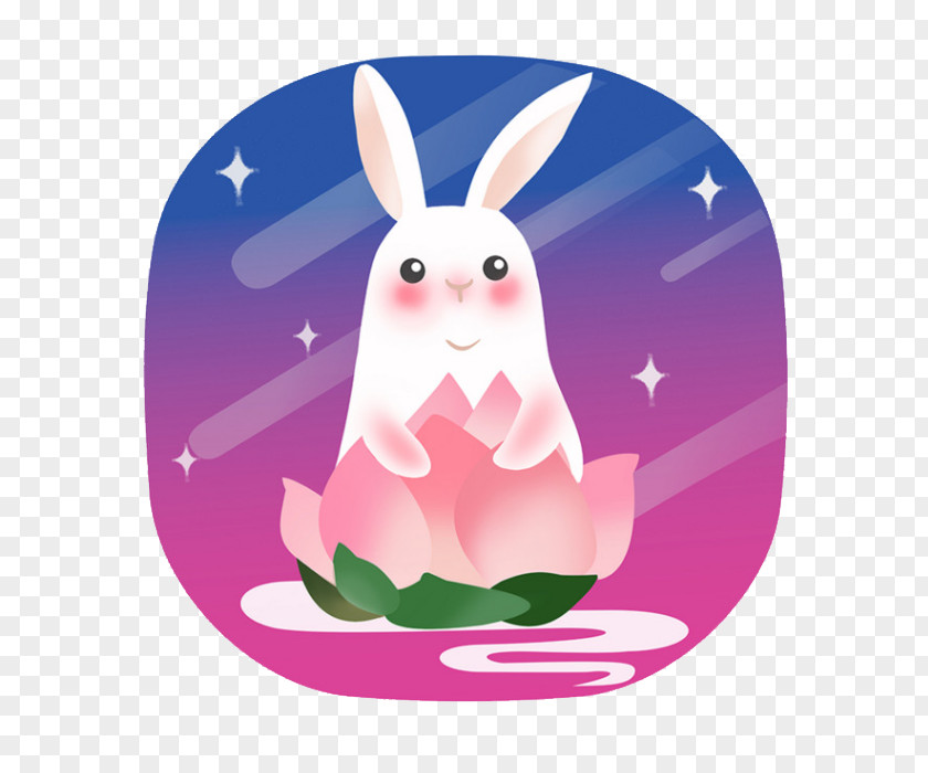 Cartoon Rabbit Mooncake Mid-Autumn Festival Moon PNG