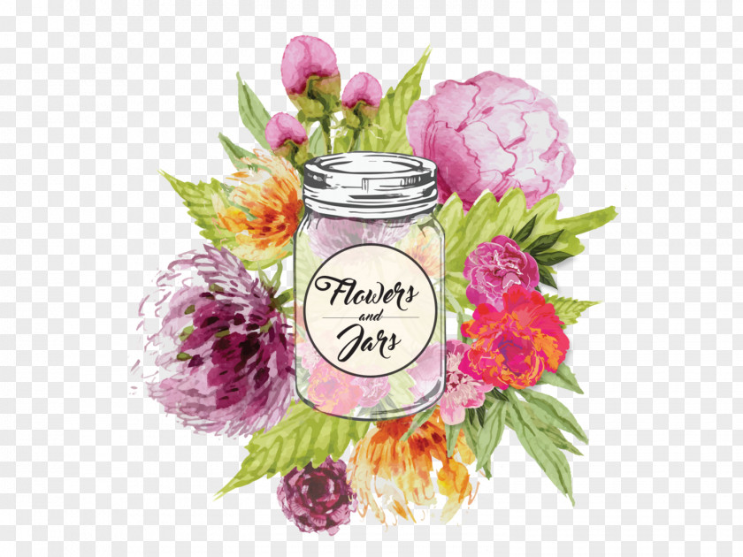 Jars Flower Bouquet Floral Design Mason Jar PNG