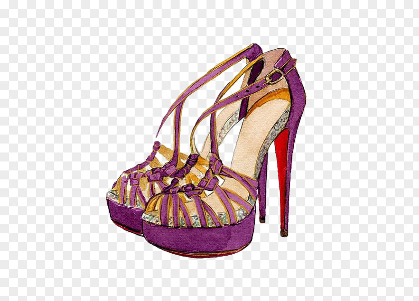 Ms. Painted Purple High Heels High-heeled Footwear Shoe Designer Sandal PNG
