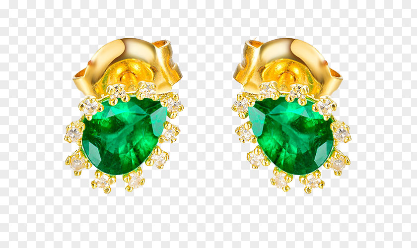 Gold Emerald Earrings Earring Diamond Jewellery PNG