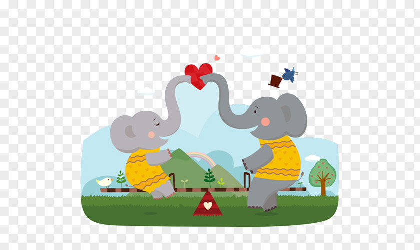 Male Elephant Female Nose Affection Illustration PNG