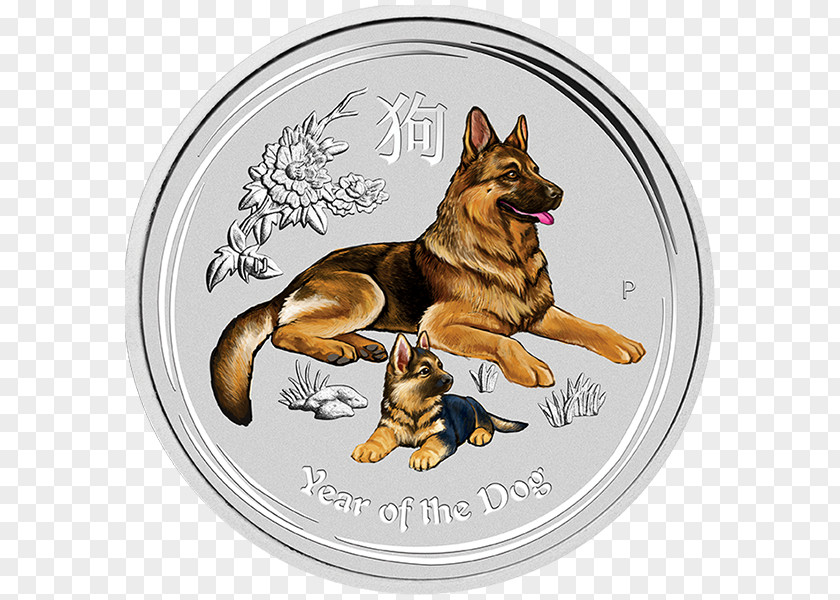 The Year Of Dog. Perth Mint Lunar Series Proof Coinage Silver Coin PNG