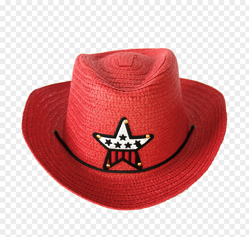 Red Cowboy Hat Straw PNG