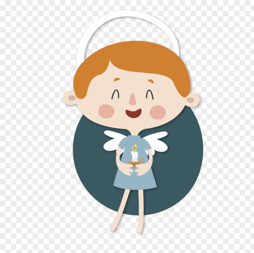 Vector Angel And Candle Cartoon Sticker Illustration PNG