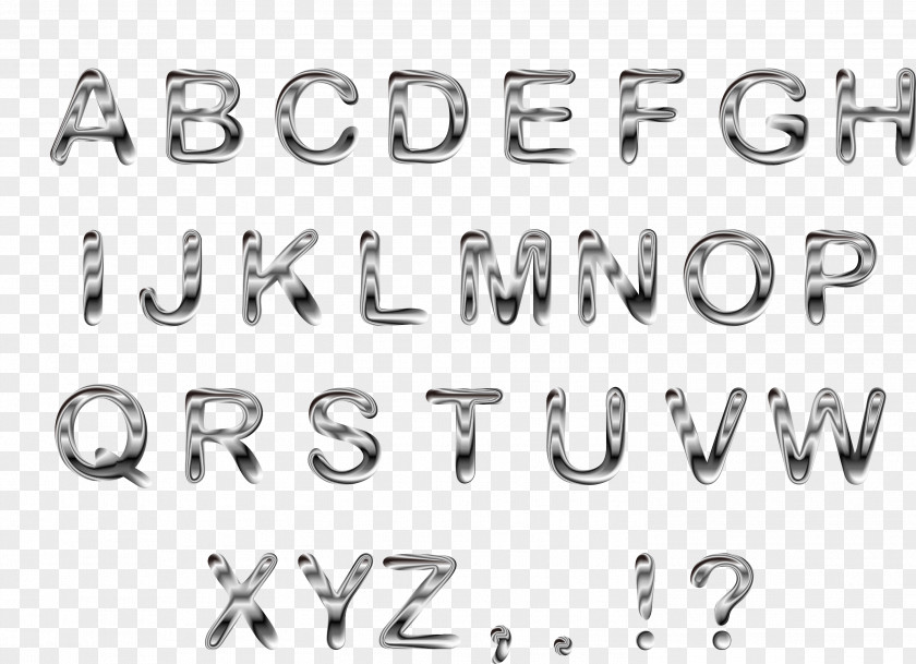 Silver Metallic Fonts Vector Letters Typeface Metal Letter Font PNG