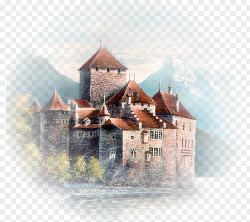 Castle Landscape Painting Architecture Château PNG