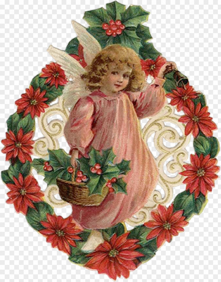 Victorian Angel Santa Claus Christmas Card Clip Art PNG