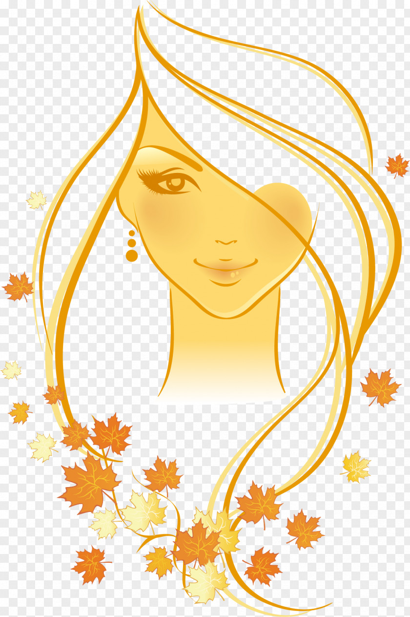 Cartoon Season Beauty Woman Autumn Illustration PNG