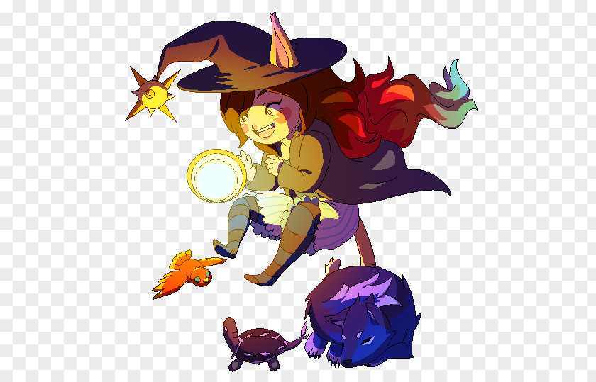 Beautiful Cartoon Witch On Broom Pixel Art Drawing GIF Clip PNG