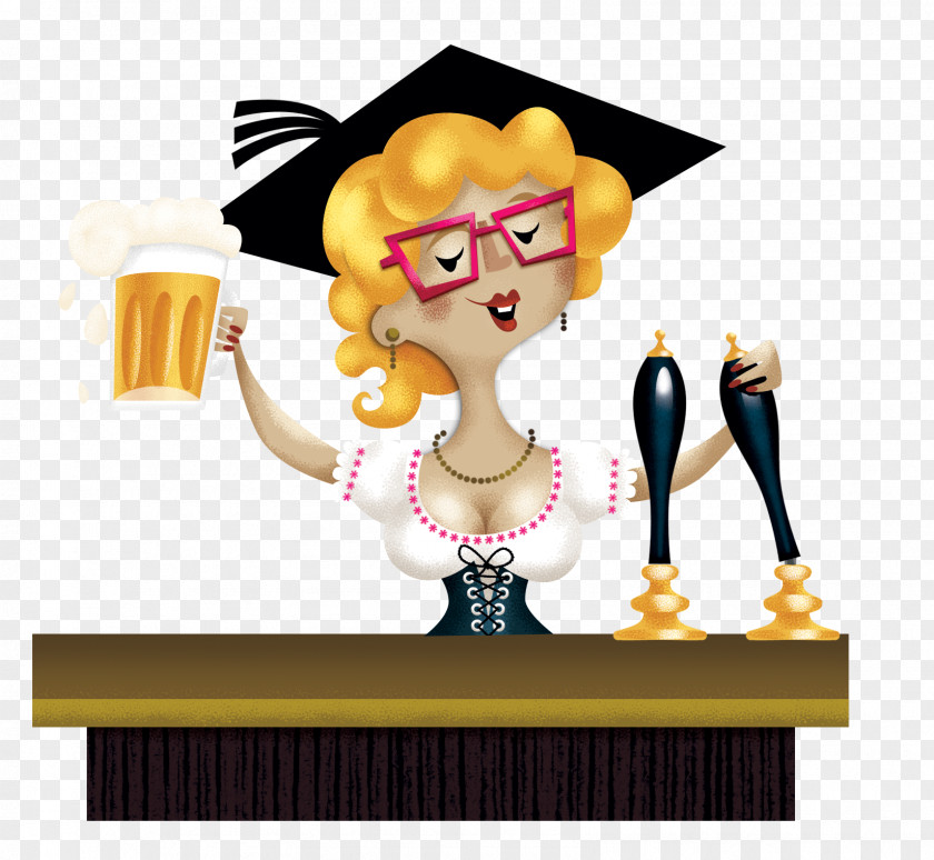 Cartoon Female Bartender Beer Clip Art PNG