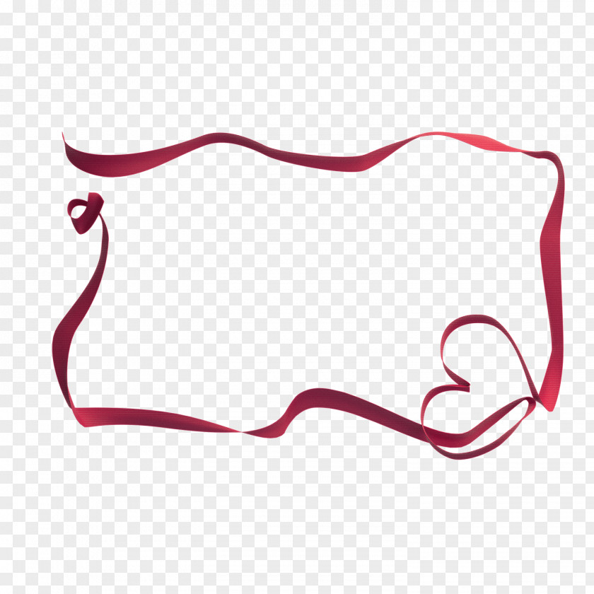 Red Heart-shaped Border Ribbon Silk Computer File PNG