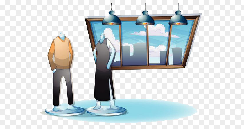 Two Pieces Of Display Next To The Window Clothing Cartoon Illustration PNG