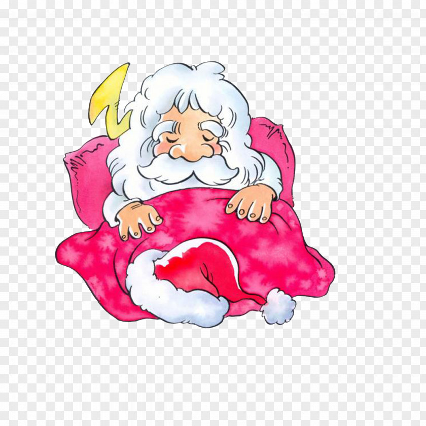 Santa Claus Sleeping Sleep Cartoon Illustration PNG