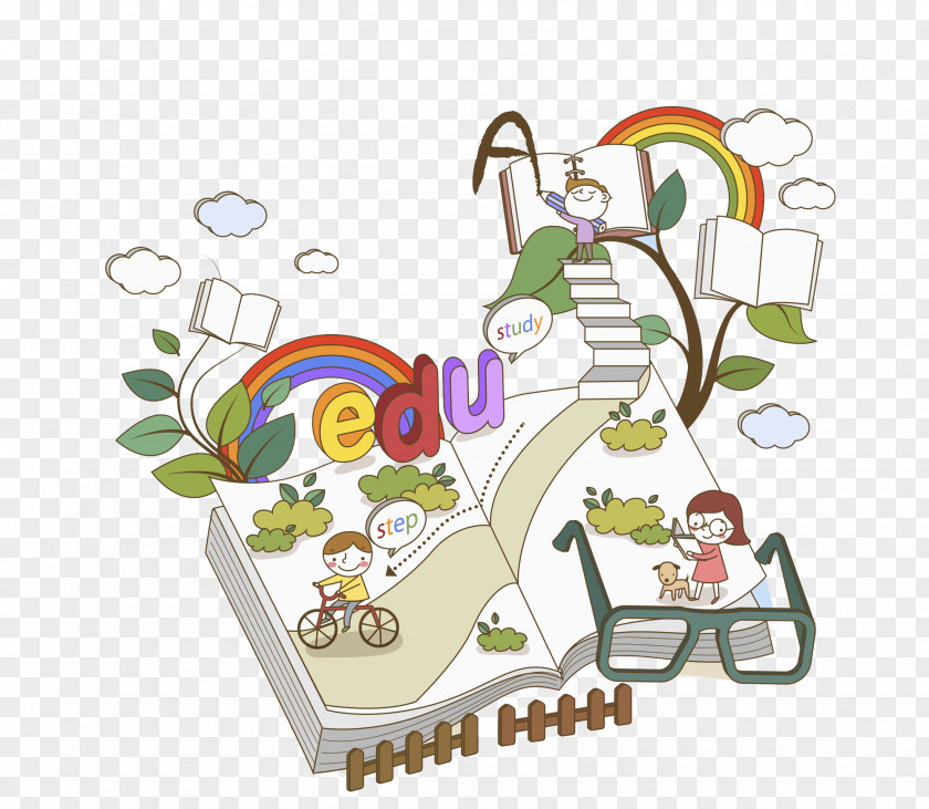 Stereoscopic Book Drawing Illustration PNG