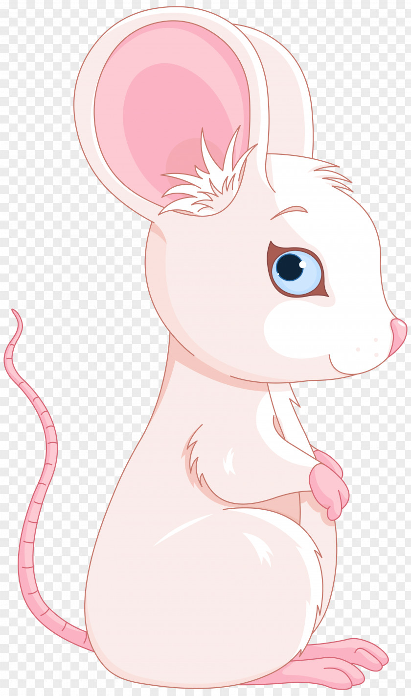 Cute Pink And White Mouse Clipart Image Rabbit Rat Whiskers Illustration PNG