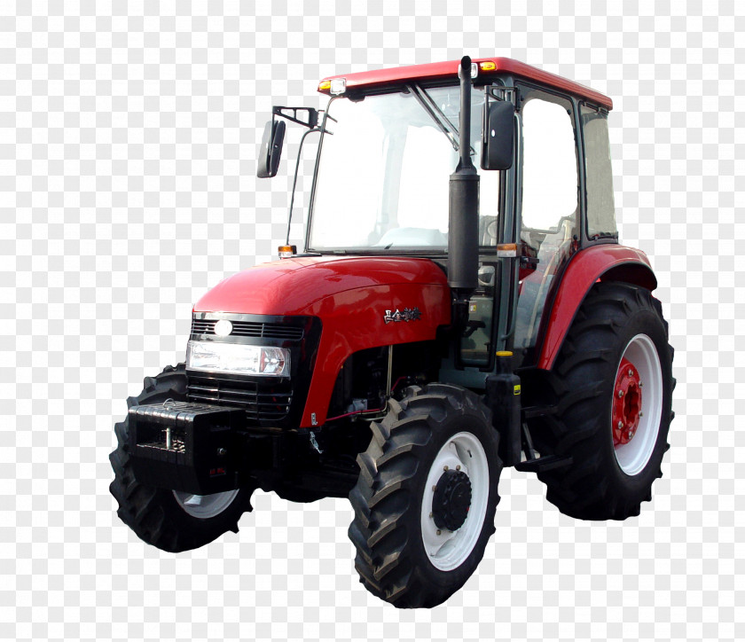 Red Tractor Heavy Equipment Wheel Motor Vehicle Diesel Engine PNG