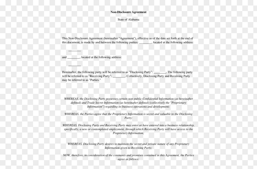 Disclosure Non-disclosure Agreement Document Information Template PNG