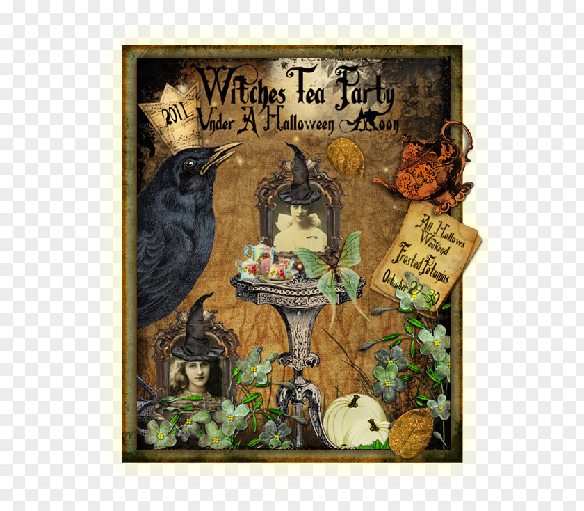Halloween Party Calligraphy Ink Tea Witchcraft Magic PNG