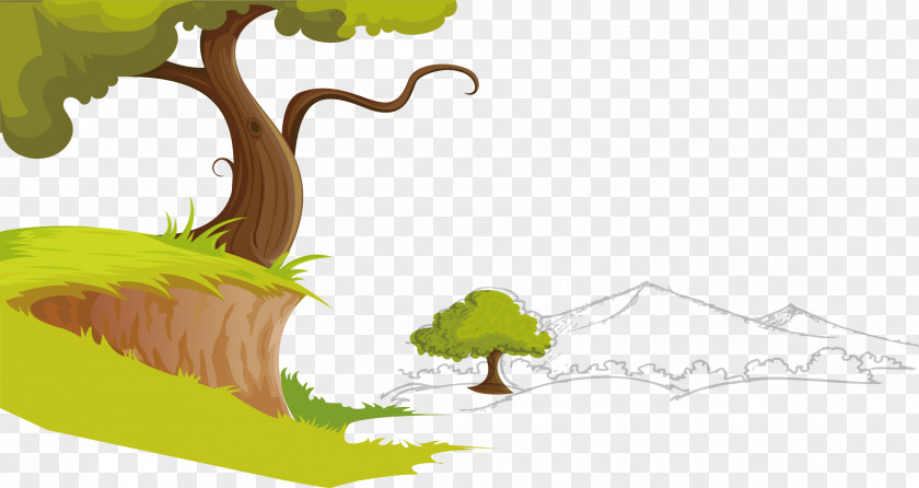 Tree Grass Spring Poster Material PNG