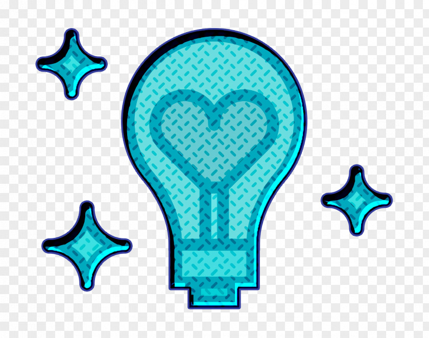 Symbol Teal Bulb Icon Heart Stars PNG