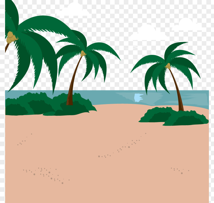 Vector Beach Island Drawing Illustration PNG