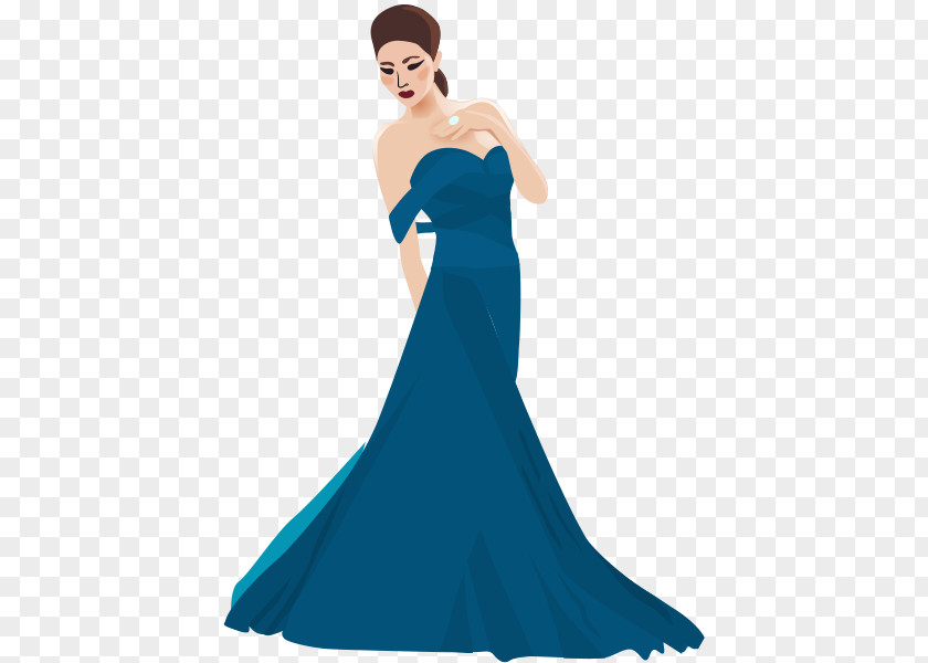 Blue Dress Evening Gown Formal Wear Clip Art PNG