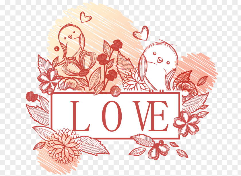 Painted Flowers And Birds Vector Material Bird Drawing PNG