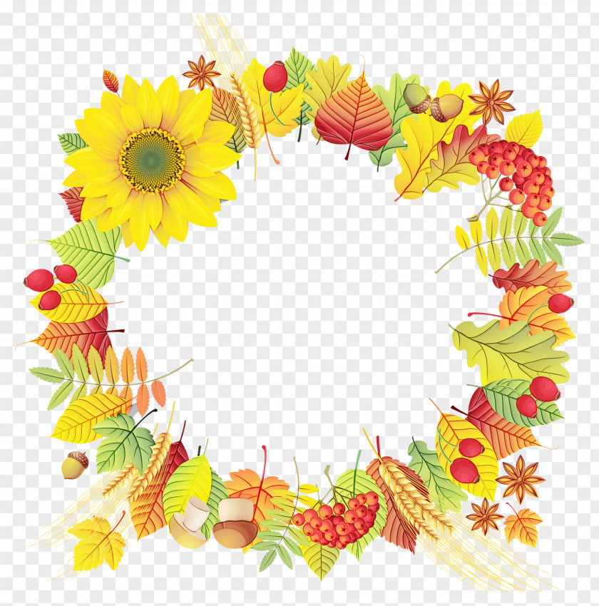 Plant Lei Watercolor Flower Wreath PNG