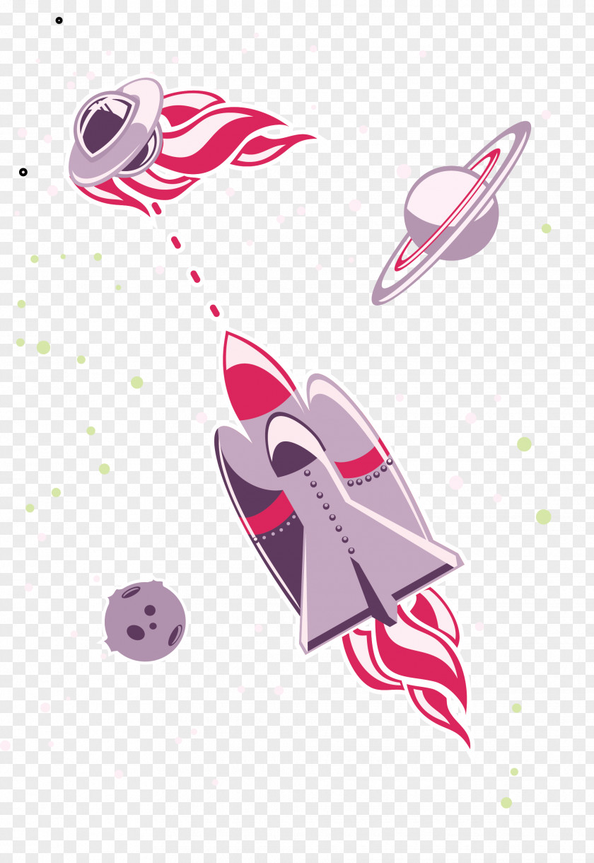 Vector Cartoon Hand Painted Science Fiction Spacecraft Drawing PNG