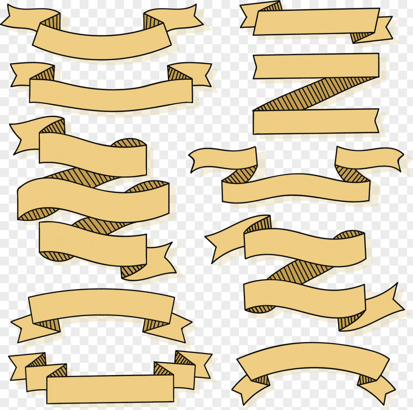 Khaki Striped Ribbons PNG