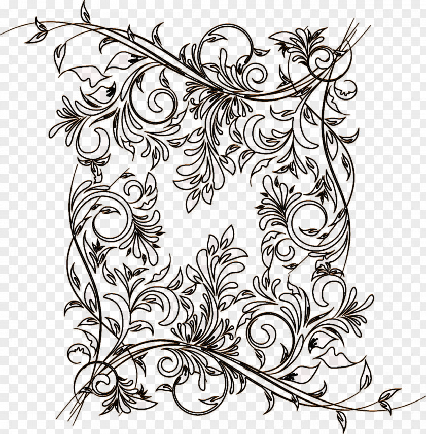 Design Floral Drawing Monochrome White Line Art PNG