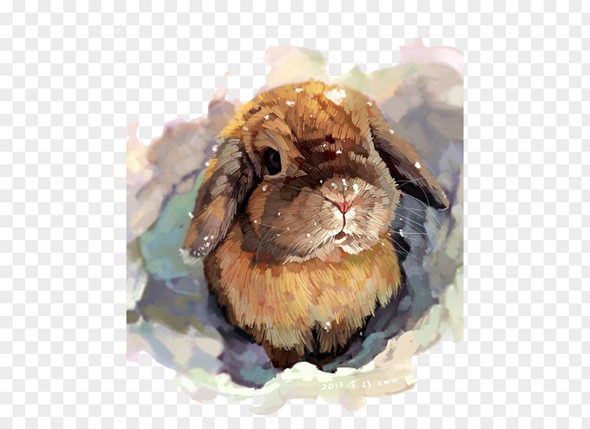 Hand-painted Watercolor Rabbit Painting Art Drawing PNG