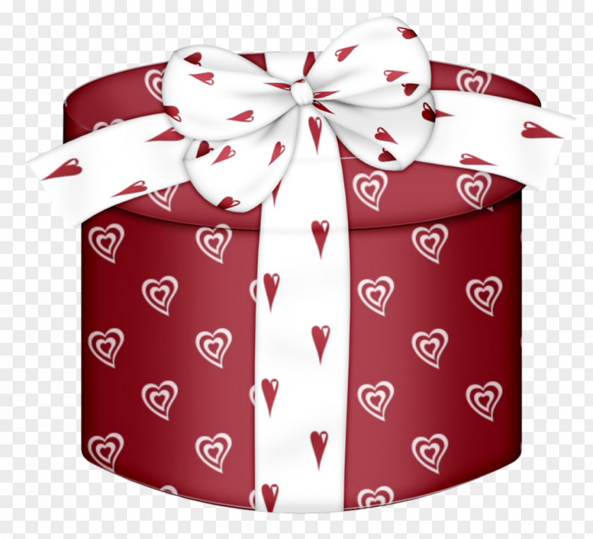 Red Heart Round Gift Box Clipart Christmas Paper PNG