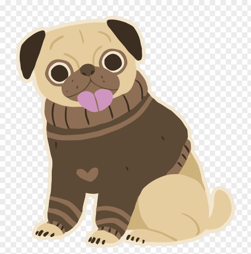 Vector Cartoon Pug Puppy Dog Breed Pet Toy PNG