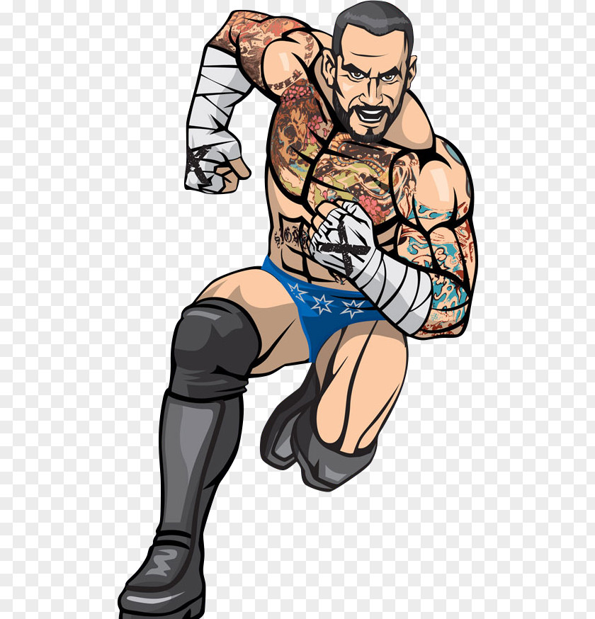 Cartoon Professional Wrestler Drawing WWE PNG WWE, cm punk clipart PNG