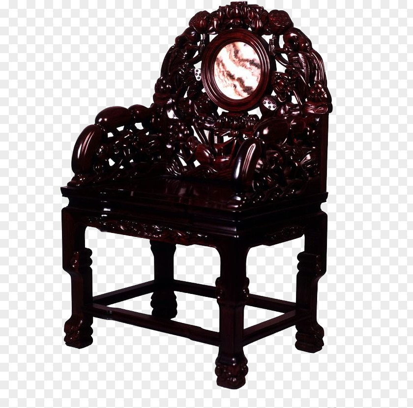 Hollow Carved Armchair Chair Table Wood PNG