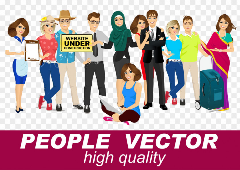 Colored Cartoon Creative Business People Buckle Free HD Illustration PNG
